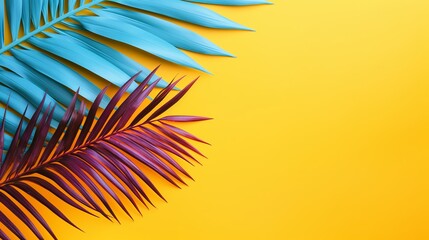 Fototapeta na wymiar Bright Exotic Tropical Palm Leaves Background. Minimal Fashion Concept.
