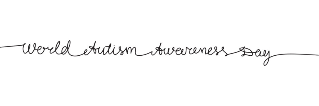 World Autism Awareness line art text banner. Hand drawn vector art.