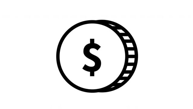 Icon shining dollar coin animated 2d motion graphics
