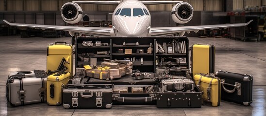 Secure and spacious storage for airplanes - obrazy, fototapety, plakaty