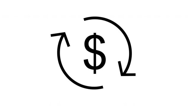 Animated dollar currency on a white background
