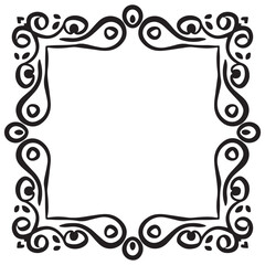 Rectangular frame with decorative corner. Design border line black on white background. 