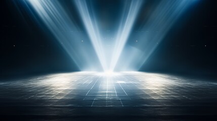 Close-Up of Light Beam on Empty Stage with Copy Space