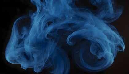 A unique blend of deep indigo and electric blue smoke intertwine and twist against a stark black backdrop, evoking a sense of mystery and intrigue.