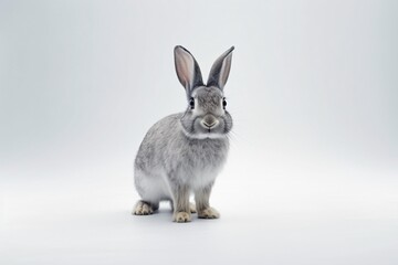 a rabbit standing on a white surface