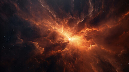 High-resolution image of a nebula with rich orange tones, representing a dynamic cosmic cloud