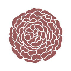 Vector color hand-drawn illustration with stylized decorative Peony flower silhouette. SVG cut file for Cricut.