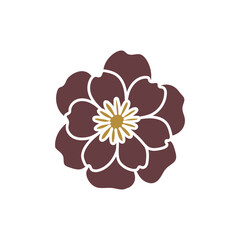 Vector color hand-drawn illustration with stylized decorative Peony flower silhouette. SVG cut file for Cricut.