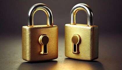 two icons golden padlock in the open and closed position