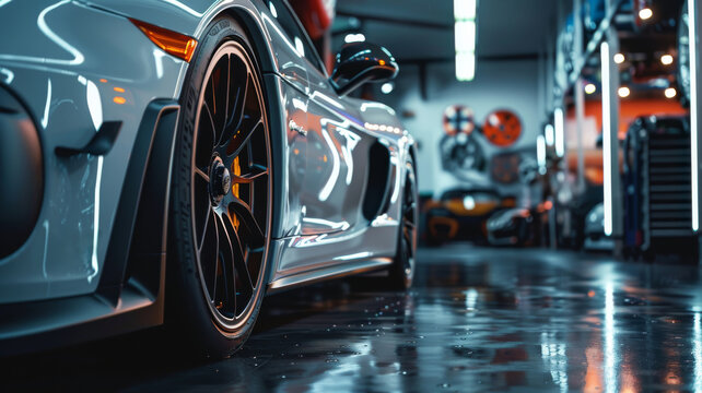 classic cars in a car enthusiast garage retro picture