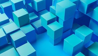 abstract 3d render blue geometric background design with cubes