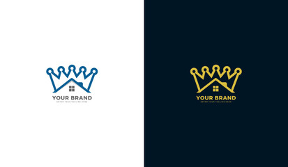House crown logo. House and crown icon design. Graphic vector illustration