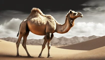 Foto op Plexiglas camel in the desert isolated on transparent background cutout © Jayla