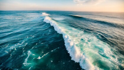 spectacular aerial top view background photo of ocean sea water white wave splashing in the deep sea drone photo backdrop of sea wave in bird eye waves - obrazy, fototapety, plakaty