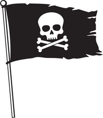 Pirate flag with skull and cross bones (Jolly Roger). Vector illustration.