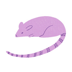 Violet rat, cute character, hand drawn illustration