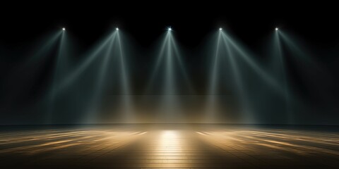 Artistic performances stage light background with spotlight illuminated the stage for contemporary dance. Empty stage with monochromatic colors and lighting design.