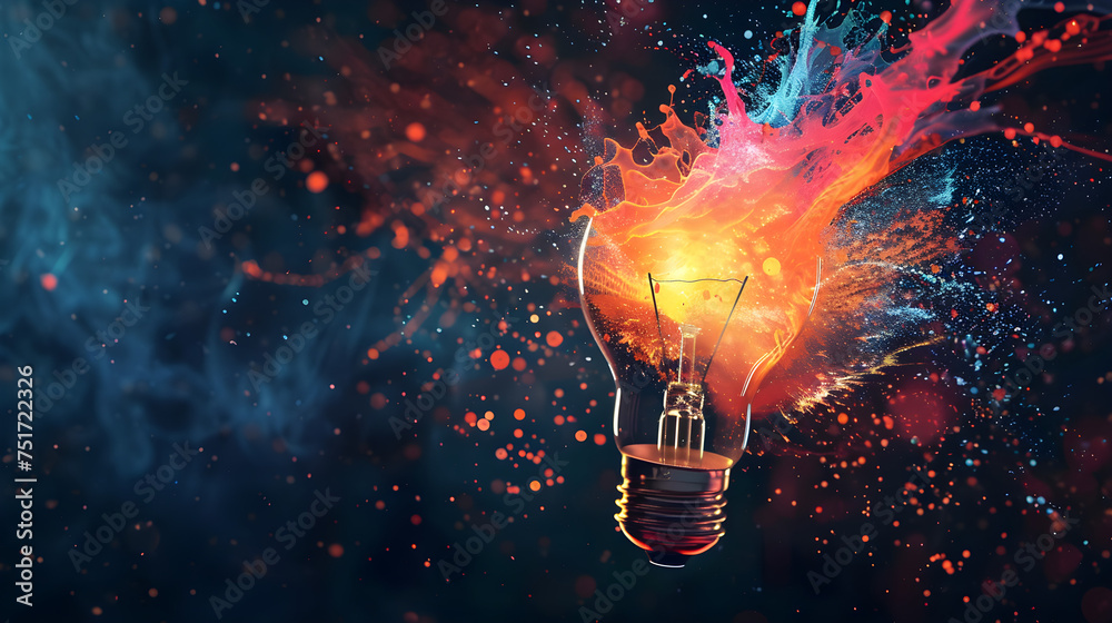 Aufkleber exploding light bulb with colorful splash