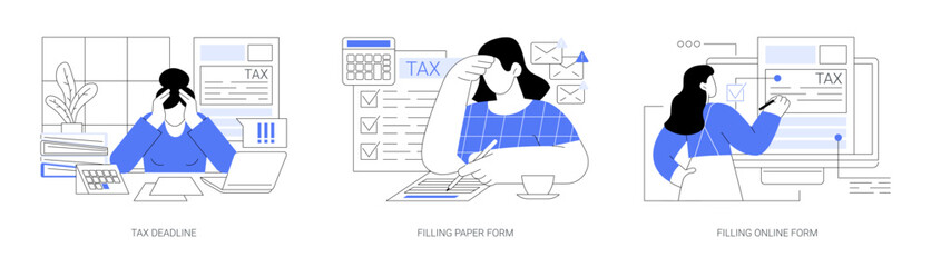 Filing taxes isolated cartoon vector illustrations se