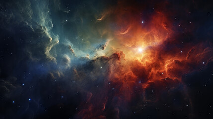 This image captures the beauty and grandeur of a nebula with shining stars, symbolizing the enormity of space