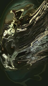 Abstract Liquid Metal Flow with Reflective Surfaces Art