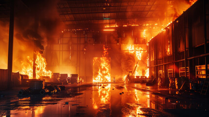 a fire in a logistics warehouse