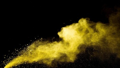 scattered spread yellow dust particles on black background
