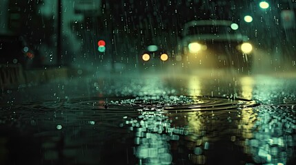 wet rain falling