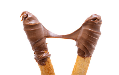 biscuit stick with chocolate cream isolated