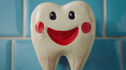 Cute funny molar ideal for dentists and children dental hygiene - obrazy, fototapety, plakaty