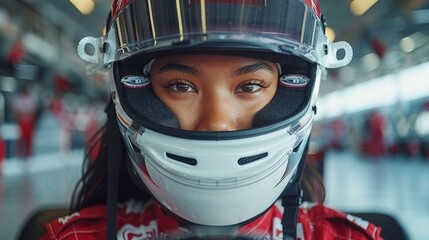 Female pilot in a car race