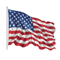 USA flag isolated on white