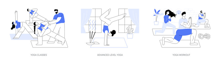 Yoga activities isolated cartoon vector illustrations se