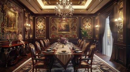 Fototapeta na wymiar formal victorian dining