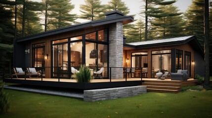 Fototapeta premium cozy modern cottage building