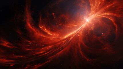 Fototapeta premium A mesmerizing image of a fiery red whirlpool in space with bright highlights and swirling patterns It represents the chaos and beauty of the cosmos