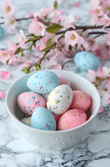 Fototapeta premium Bowl with colorful Easter eggs.