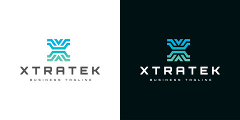 technology x letter logo design
