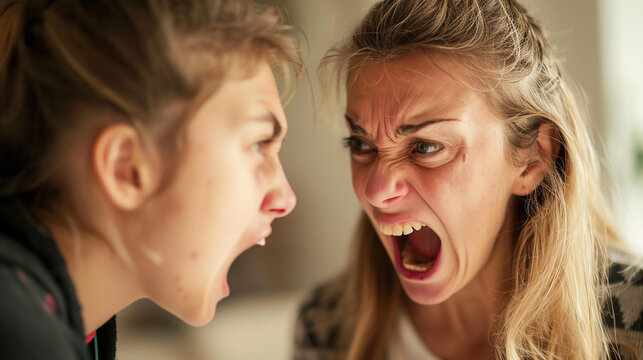 Mother shouting on her daughter. 