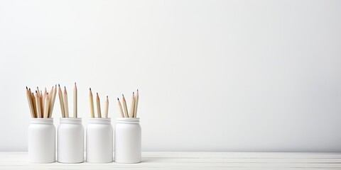 White pencils on white table. Clean start, clean design.