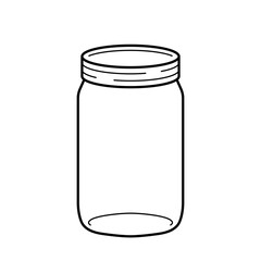 Empty glass jar icon. Line vector illustration isolated on white background.