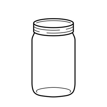 Empty glass jar icon. Line vector illustration isolated on white background.