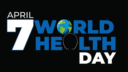 Vector Illustration of World health day concept text design with doctor stethoscope.
