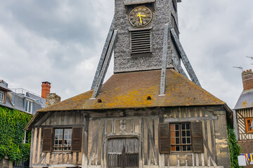 Clocktower of the Church of Saint-Catherine. Saint-Catherine is one of the oldest and largest...