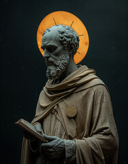 Ancient Prophet, solemn face, futuristic