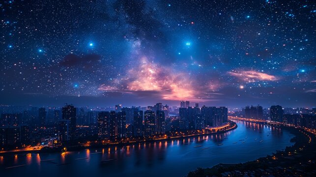 City Night Sky With Stars