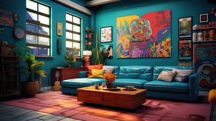 color wall interior room