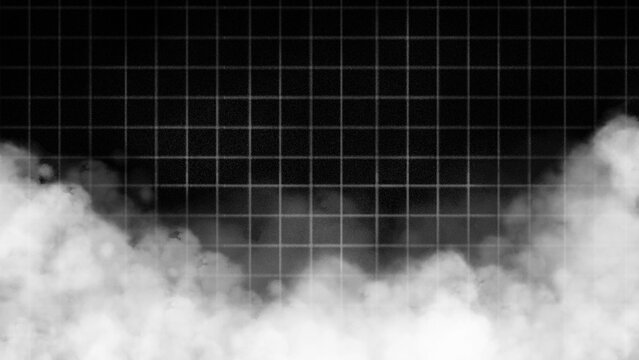 Abstract grid with smoke on empty dark background. Grainy noise grid texture background. Misty fog effect texture overlays for design.