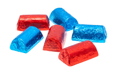 chocolate candies in foil isolated