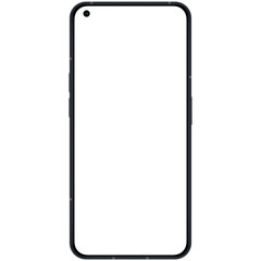 Front side photo of black smartphone similar to android device without background. Template for mockup